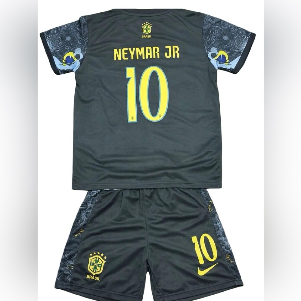 Youth Neymar Jr Jersey Retro Brazil Kit Jersey+Shorts Kids Set X-SMALL (22) 5/6T